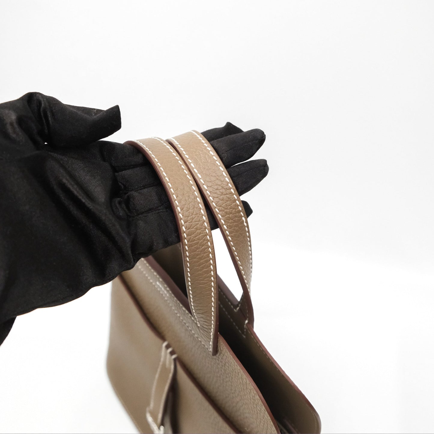 Hermès Halzan 25 Etoupe Clemence Palladium Hardware
