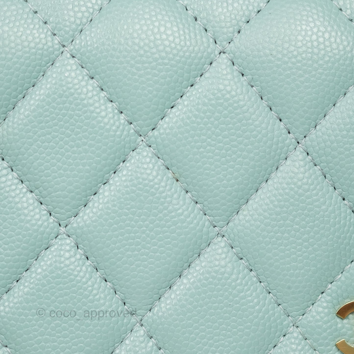 Chanel Quilted Classic Wallet On Chain WOC Tiffany Blue Caviar Gold Hardware