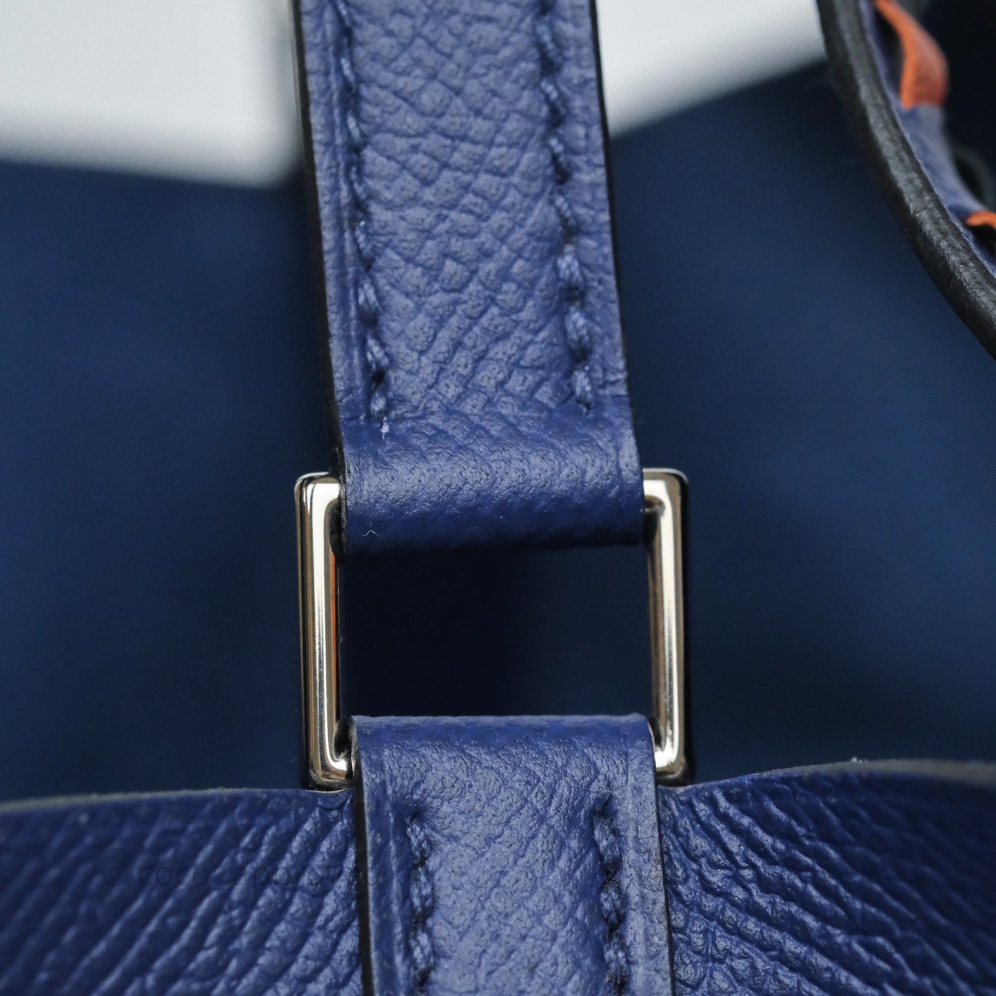 Hermès Tressage De Cuir Picotin Lock 18 Bleu Encre/Brique/Black Epsom