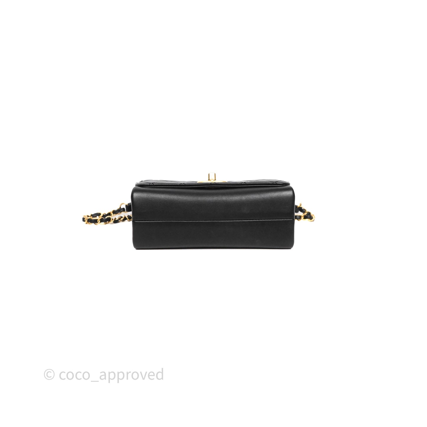 Chanel Pearl Chain Bag Black Calfskin Gold Hardware