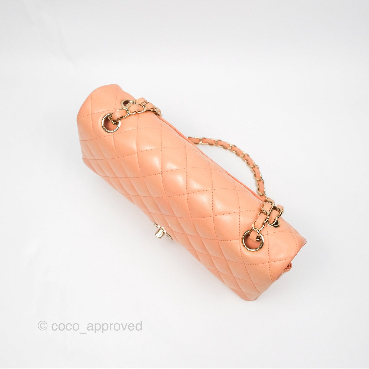Chanel Classic M/L Medium Flap Quilted Peach Lambskin Gold Hardware