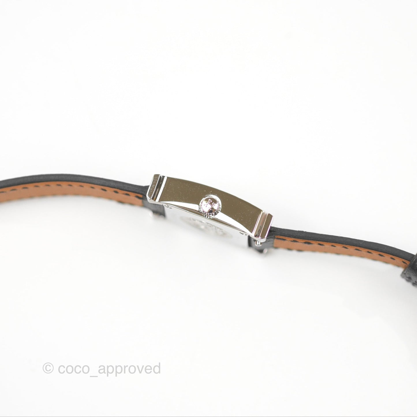 Hermès Small Heure H Double Tour Watch Black Epsom Palladium Hardware