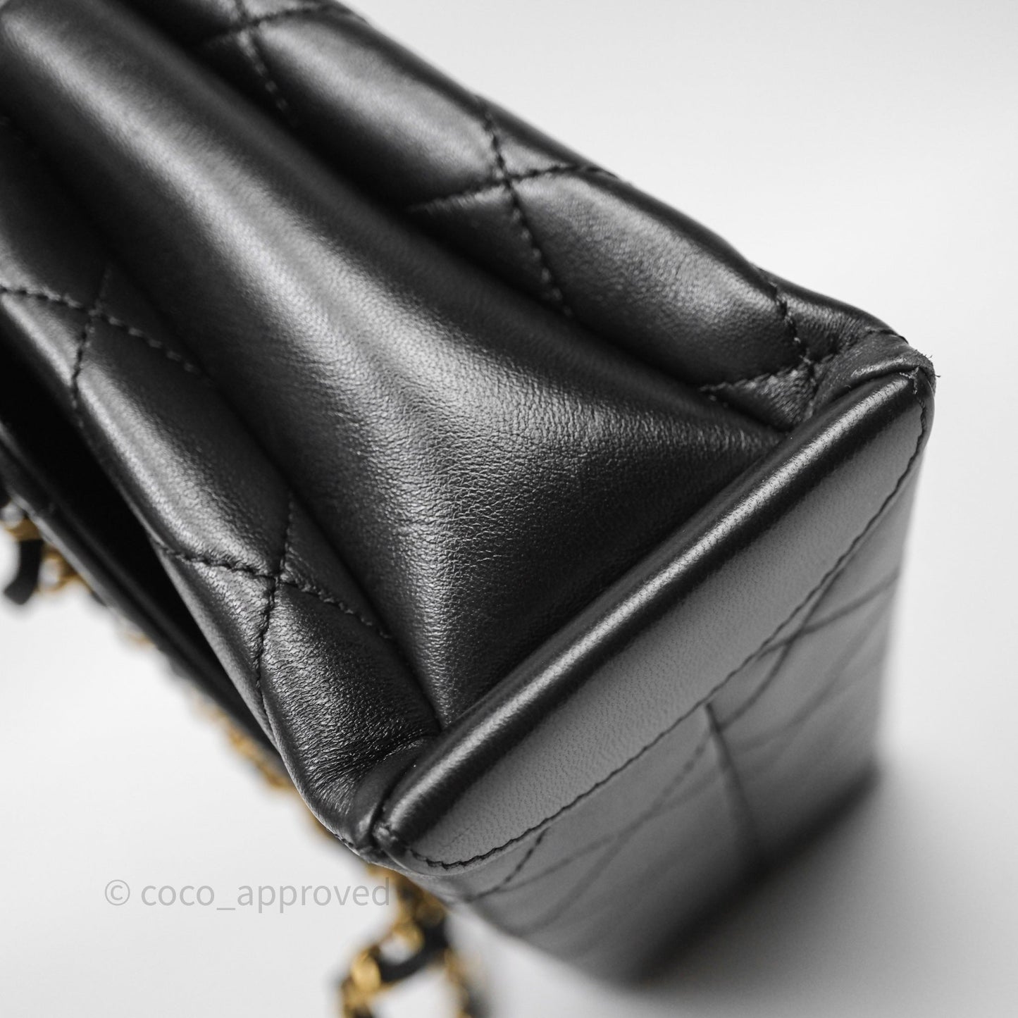 Chanel Trendy Spirit Top Handle Black Flap Bag Calfskin Gold Hardware