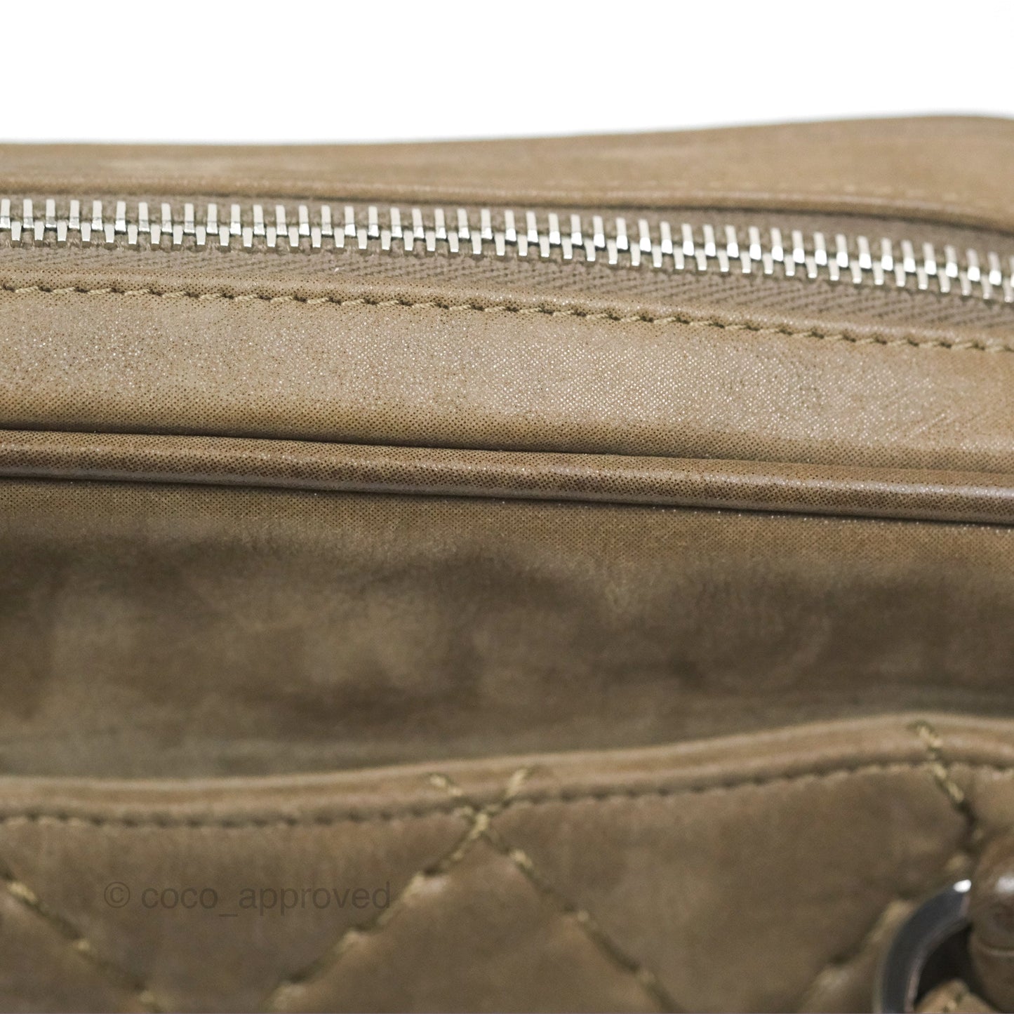 Chanel Quilted Camera Case Bag Iridescent Taupe Calfskin Silver Hardware