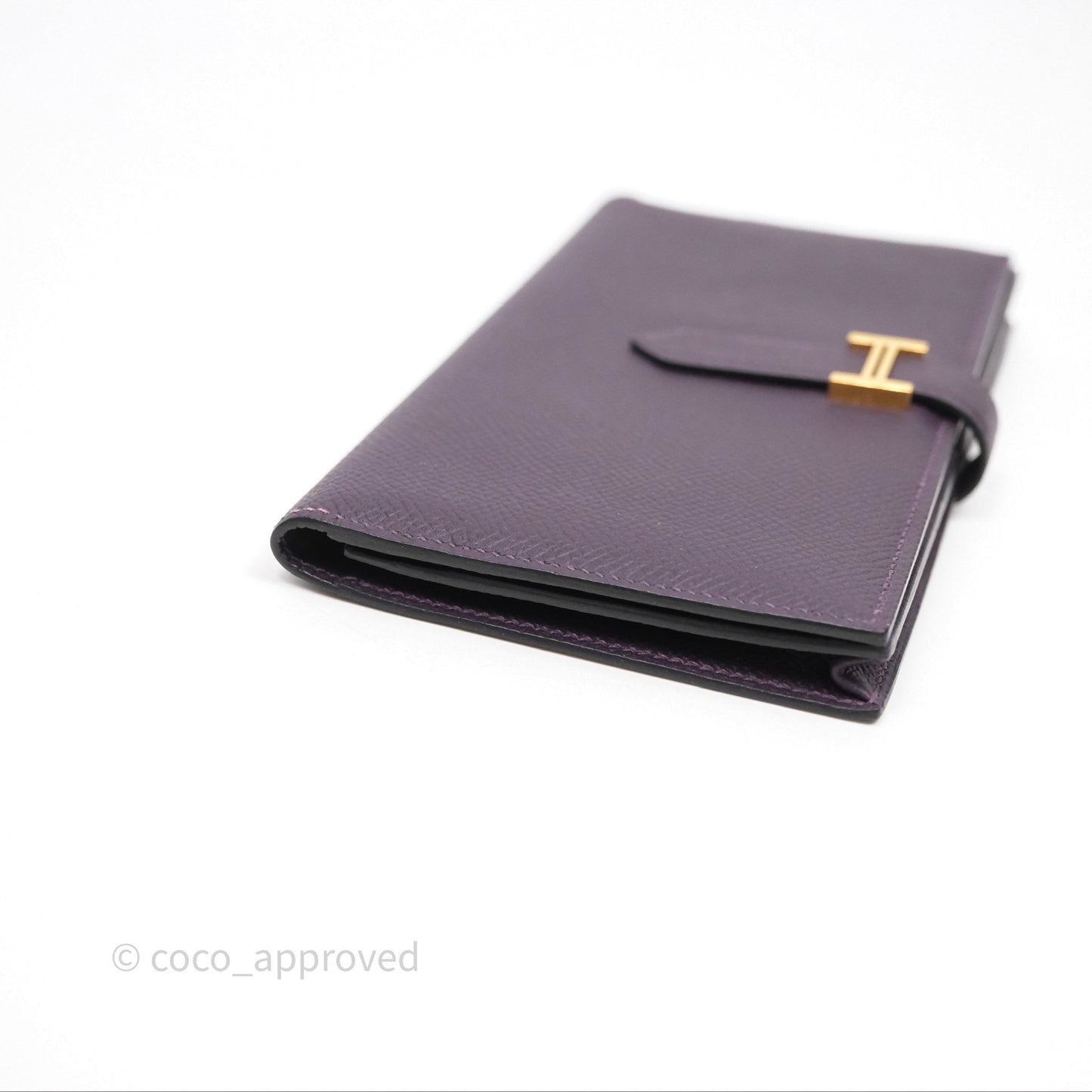 Hermès Bearn Soufflet Wallet Raisin 59 Epsom Gold Hardware