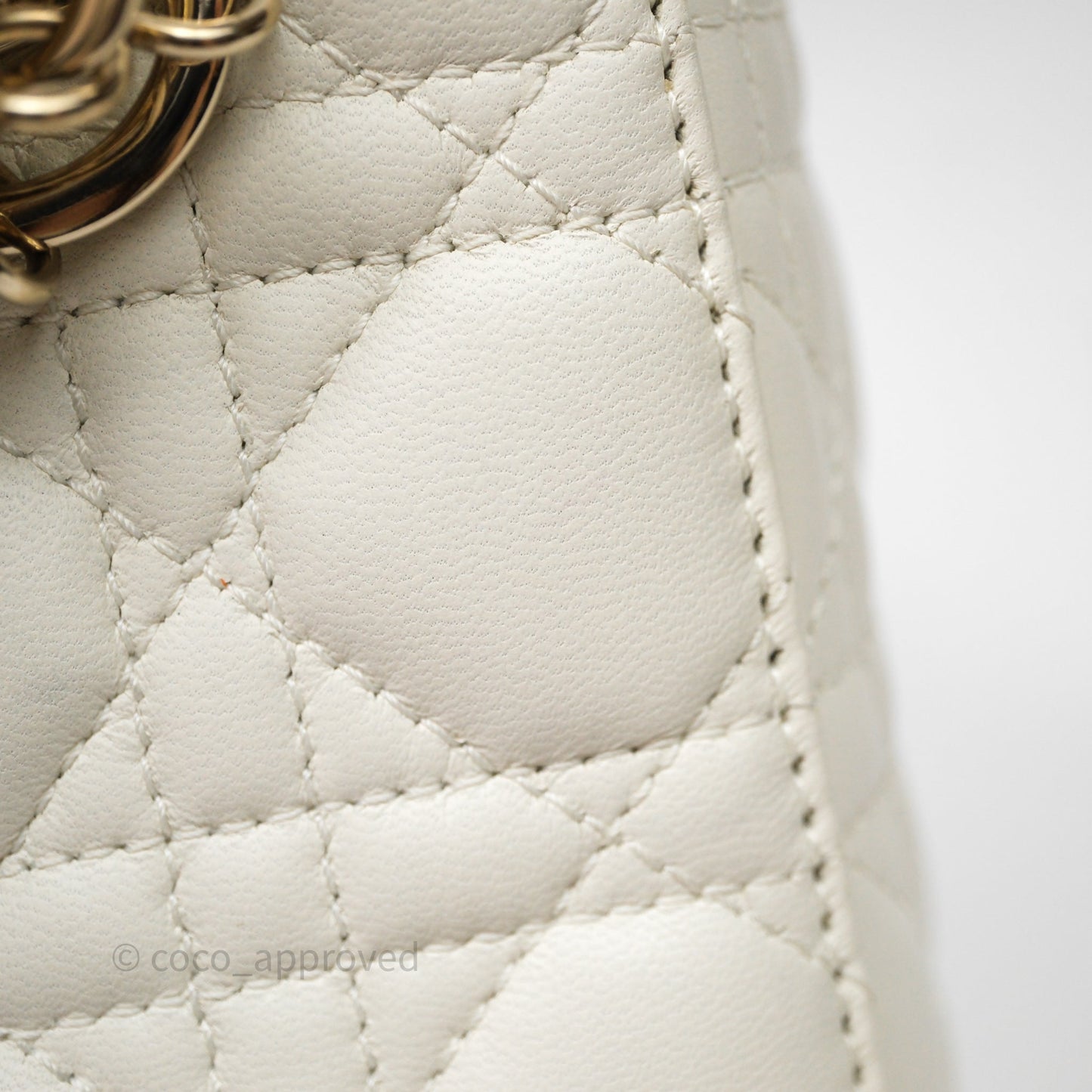 Christian Dior Small My ABCDior Lady Dior Bag White Cannage Lambskin Gold Hardware