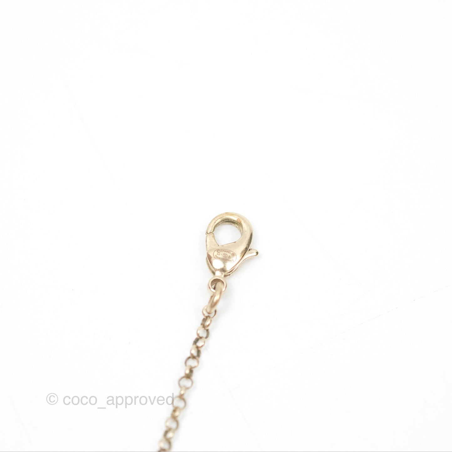 Chanel Heart Pearl CC Necklace Gold Tone 21B