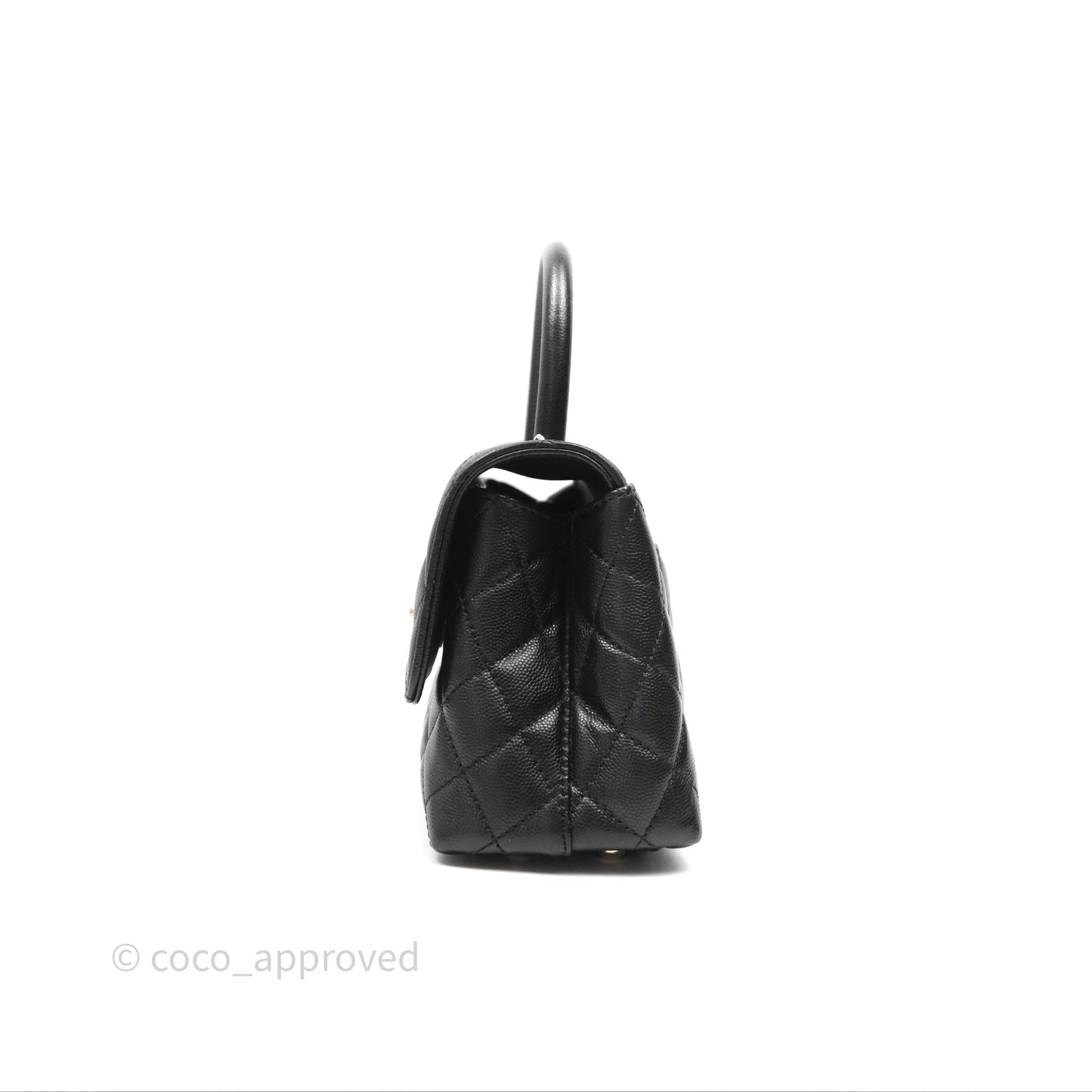 Chanel Small Coco Handle Quilted Black Caviar Gold Hardware
