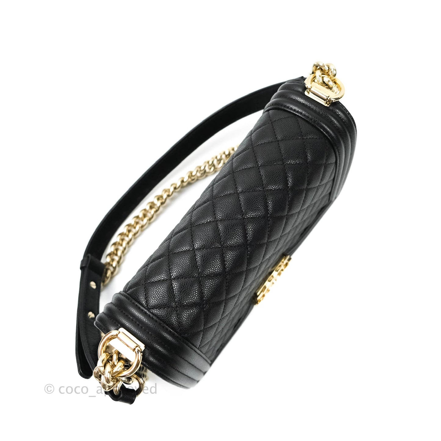 Chanel Boy Quilted Medium Black Caviar Gold Hardware