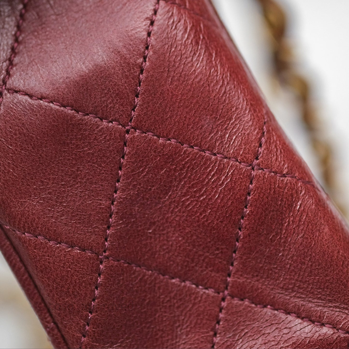 Chanel Vintage Mini Square Burgundy Lambskin 24K Gold Hardware