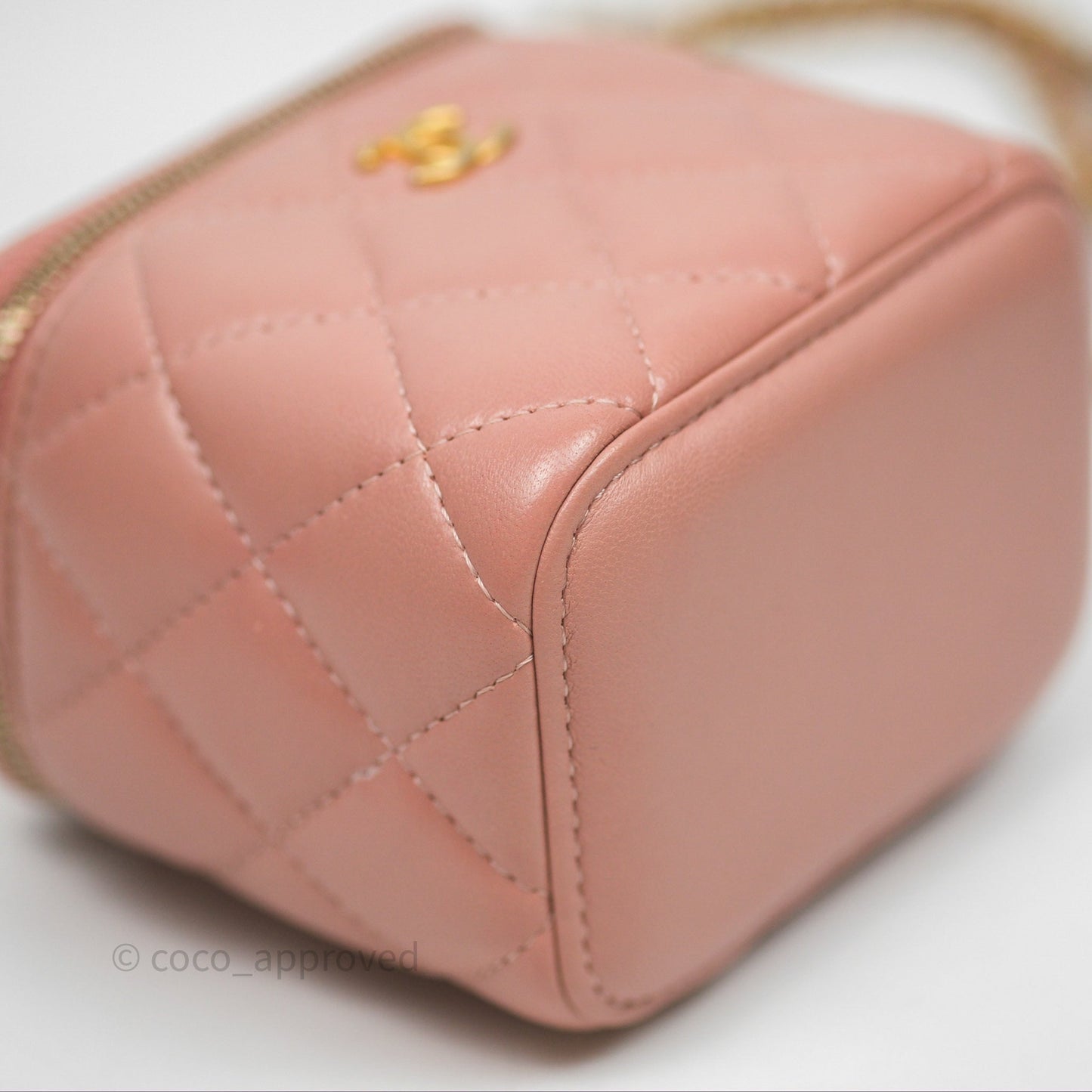 Chanel Mini Pearl Crush Vanity With Chain Pink Gold Hardware
