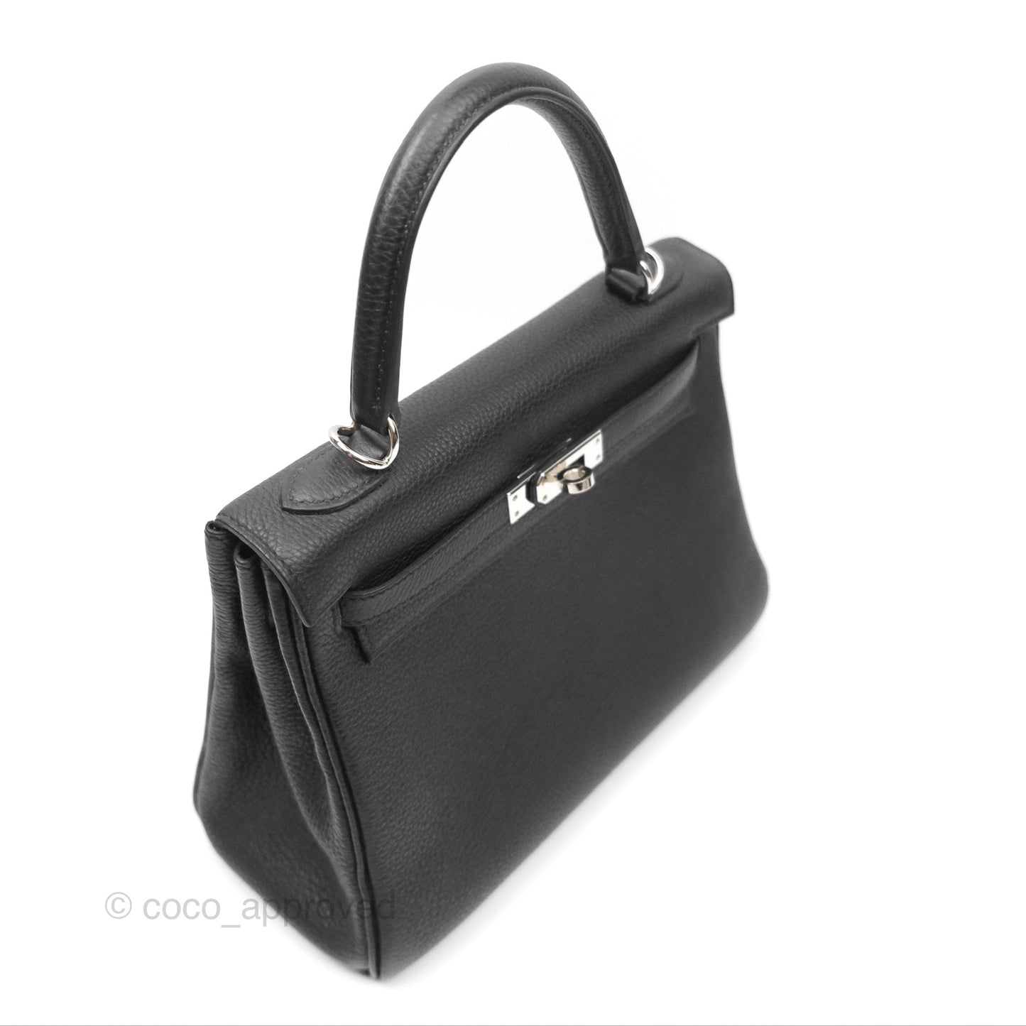 Hermès Retourne Kelly 25 Black Togo Palladium Hardware