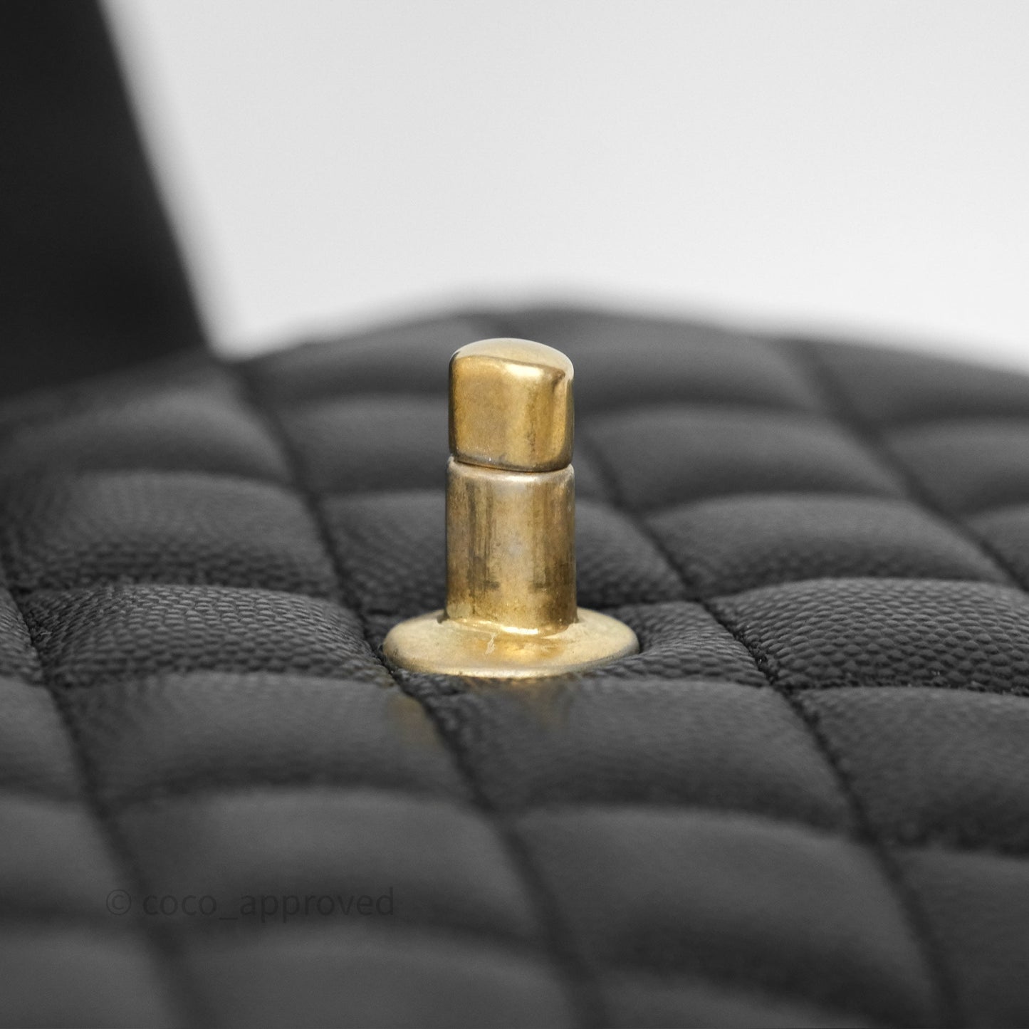 Chanel Small Coco Handle Quilted Black Caviar Aged Gold Hardware Lizard Handle