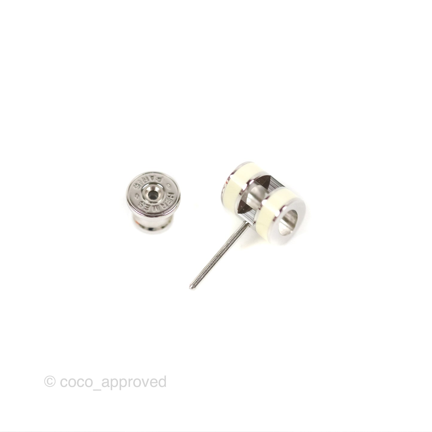 Hermès Mini Pop H Earrings Pale Yellow Silver Tone