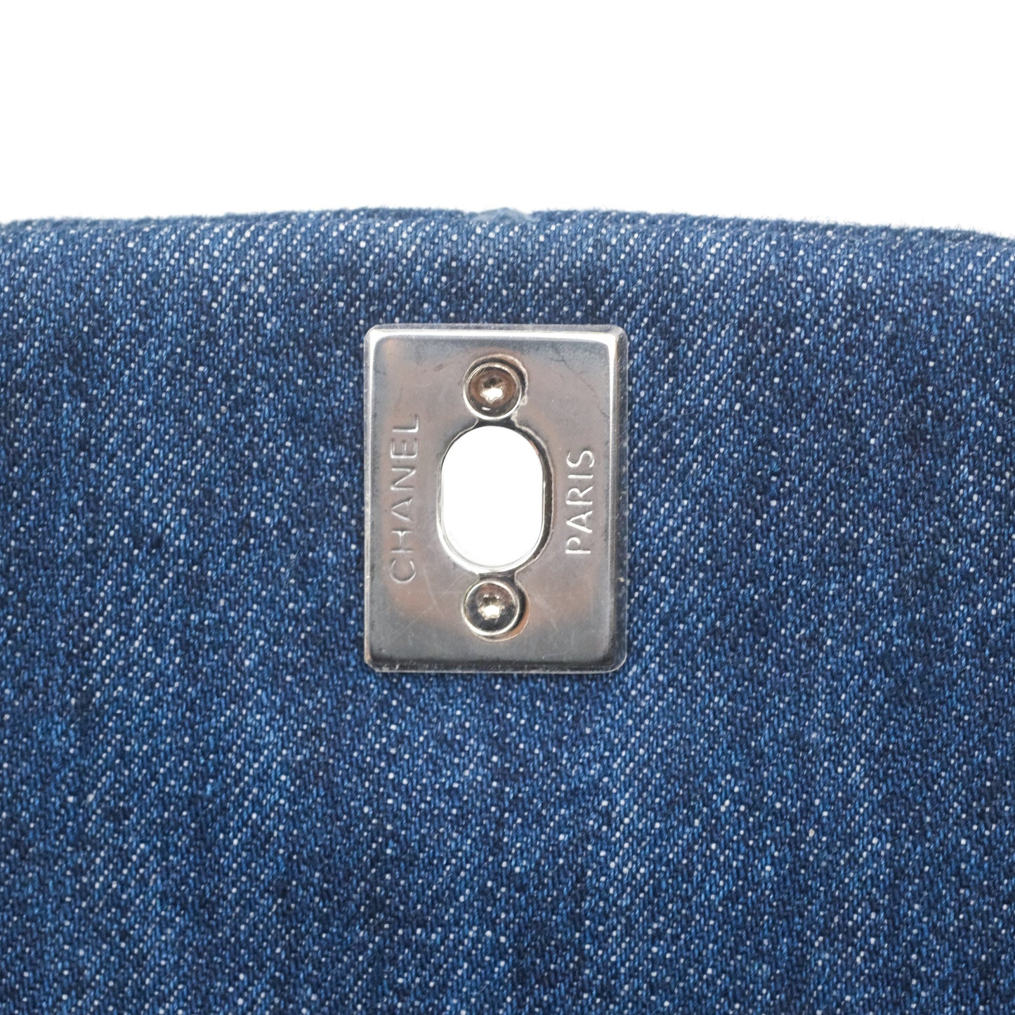 Chanel Small Coco Handle Quilted Contrast Stitch Denim Silver Hardware