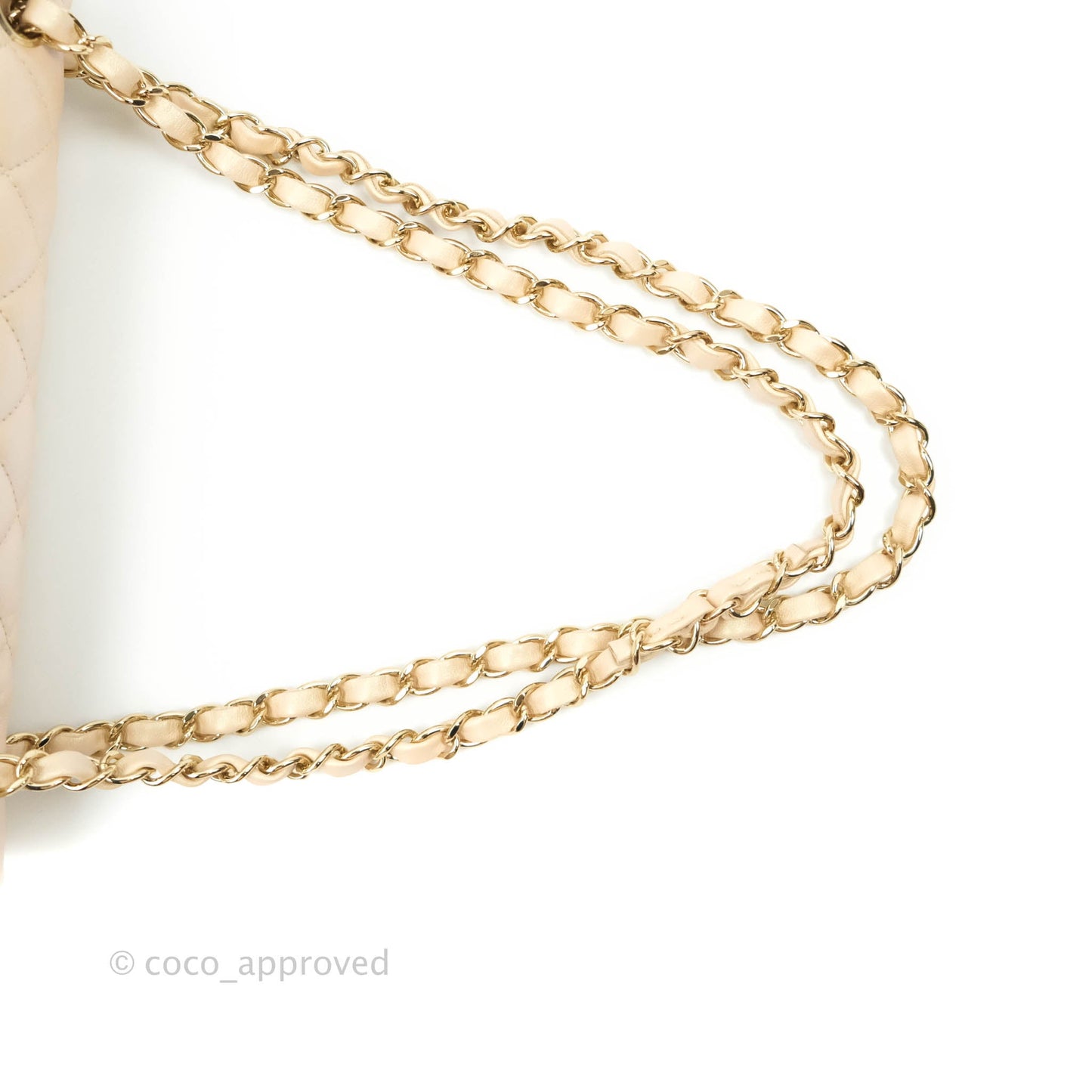 Chanel Classic M/L Medium Double Flap Iridescent Beige Calfskin Gold Hardware 21S