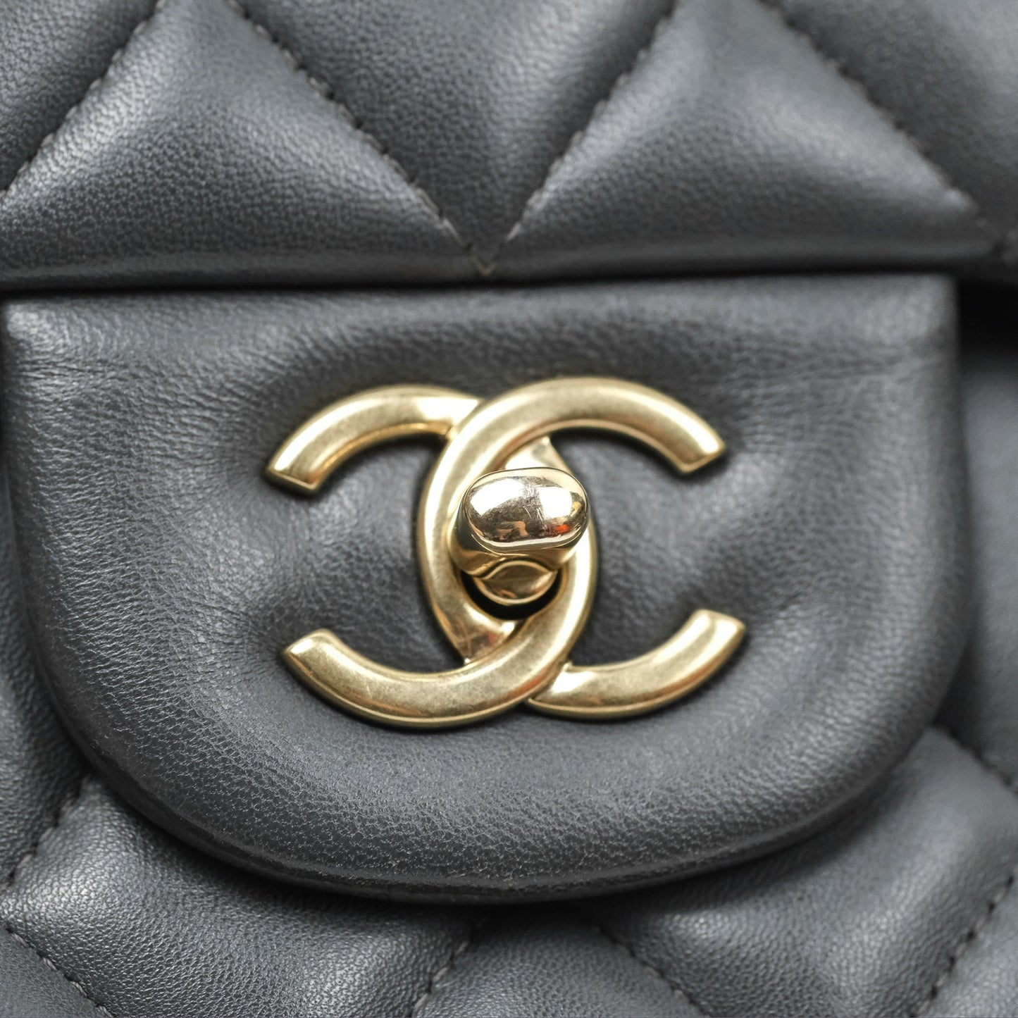 Chanel Jumbo Double Flap Dark Grey Lambskin Brushed Gold Hardware⁣⁣