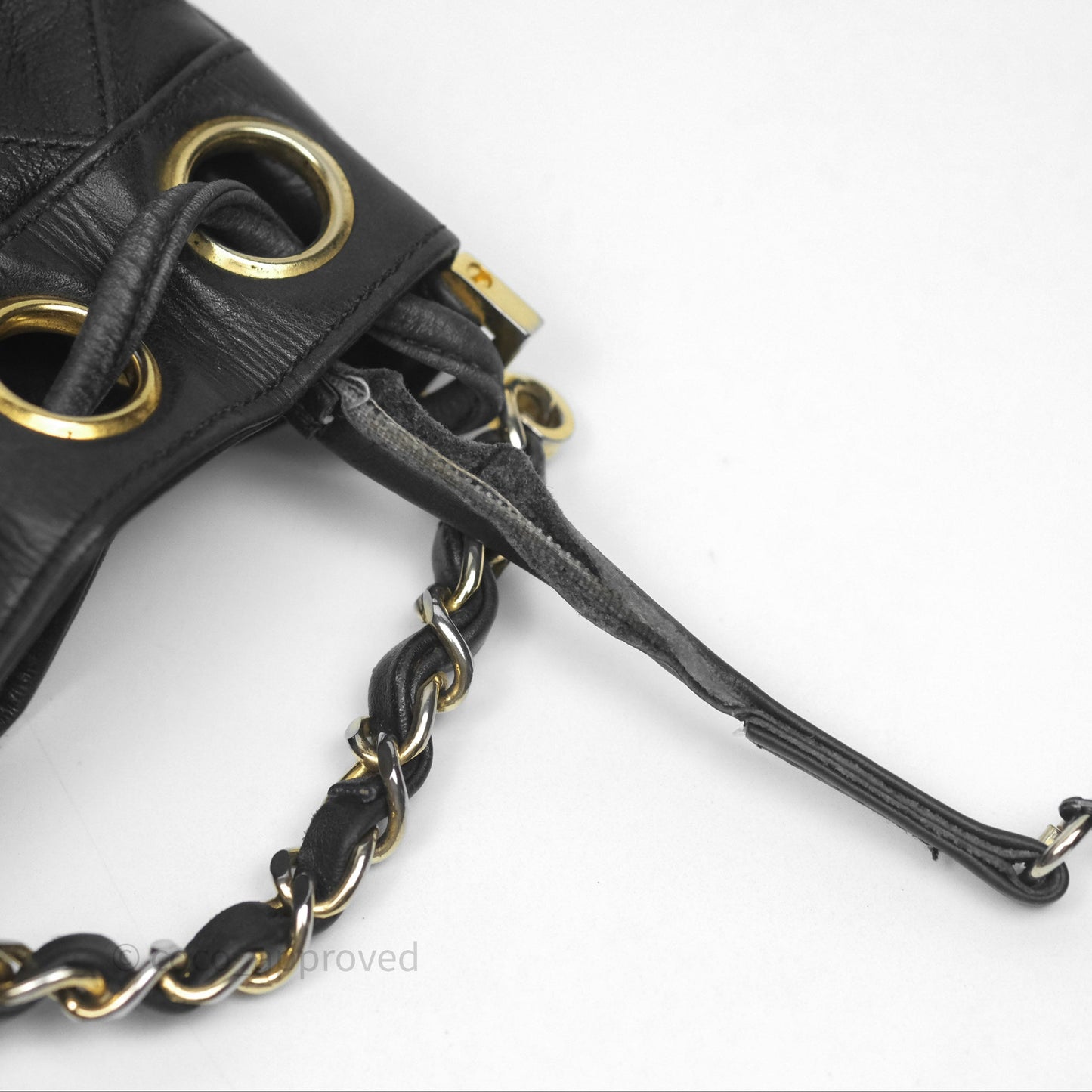 Chanel Vintage Mini CC Bucket Bag Black Lambskin Gold Hardware
