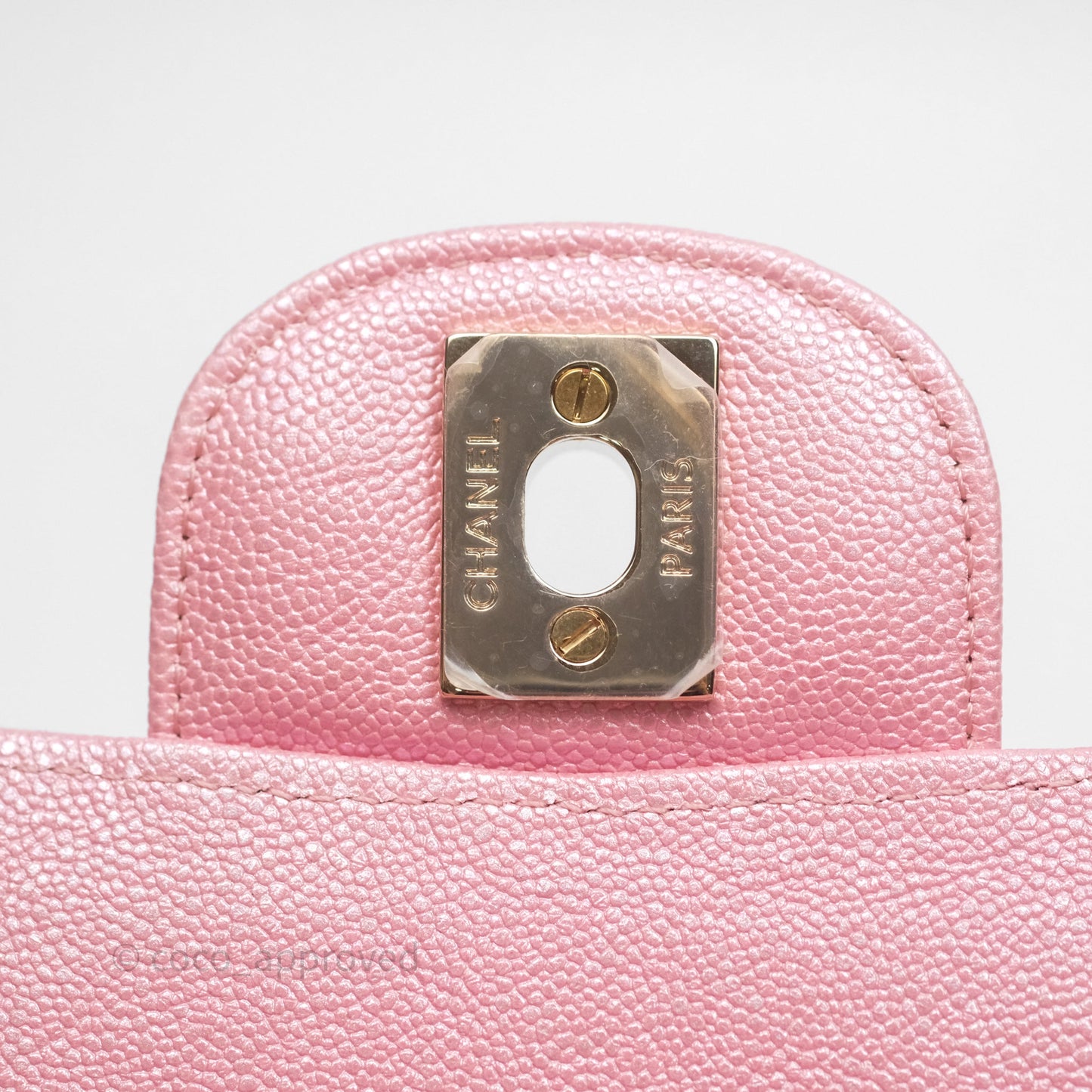 Chanel Quilted Classic M/L Medium Flap Iridescent Pink Caviar Gold Hardware 19S