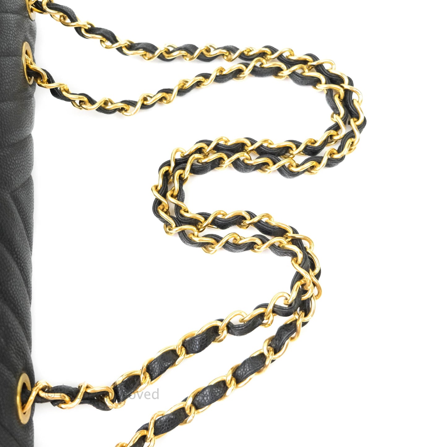 Chanel Vintage Chevron Maxi Classic Flap Black Caviar 24K Gold Hardware