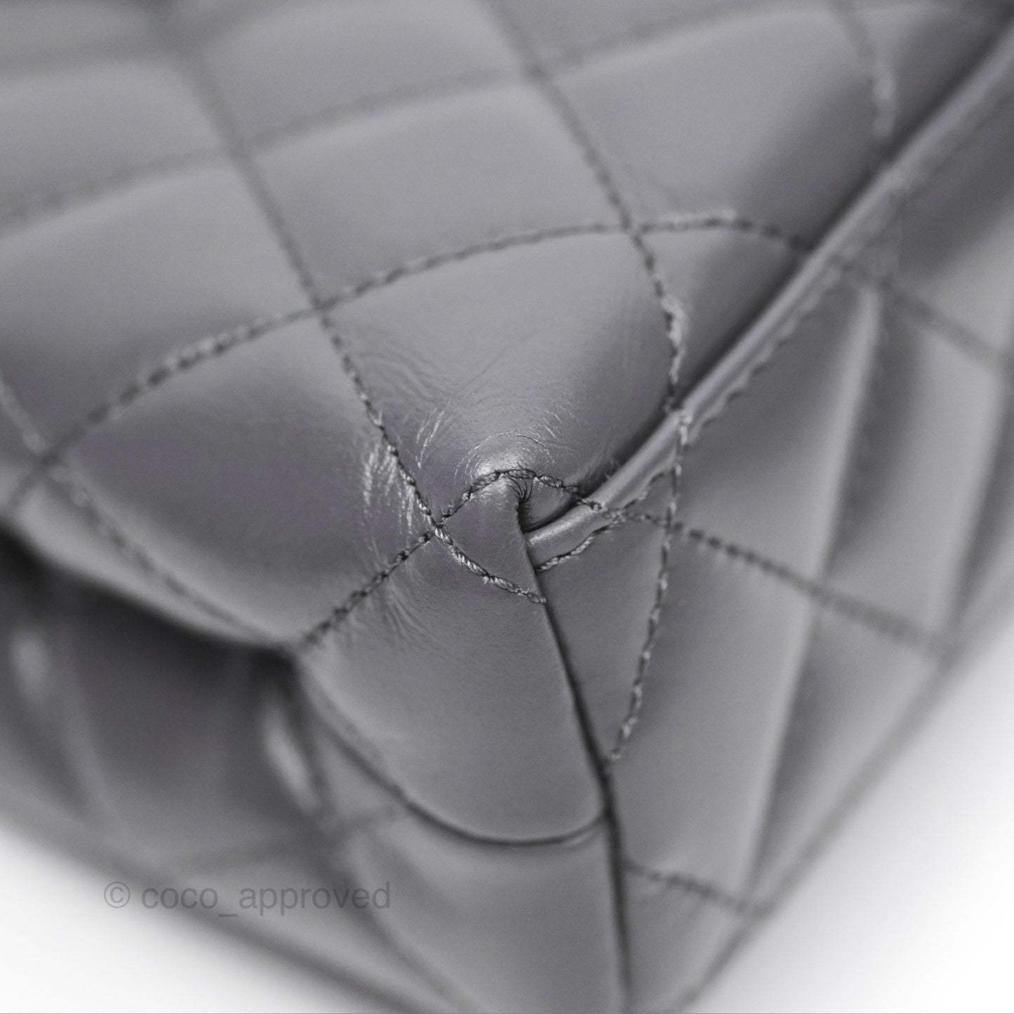 Chanel Kelly Bag Quilted Grey Shiny Calfskin Aged Gold Hardware
