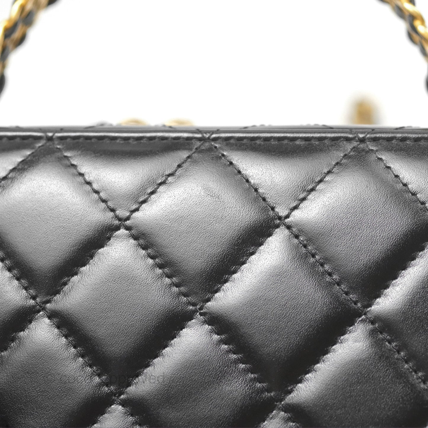 Chanel Top Handle Vanity Case Black Shiny Lambskin Aged Gold Hardware
