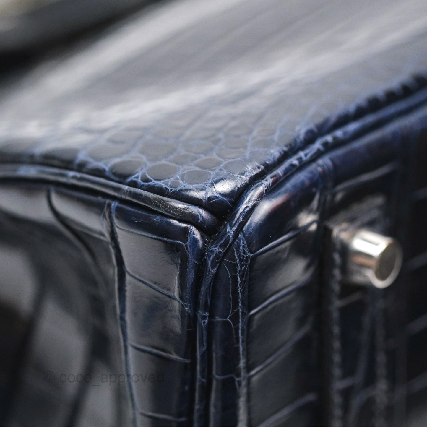Hermès Birkin 35 Porosus Marine 78 Palladium Hardware