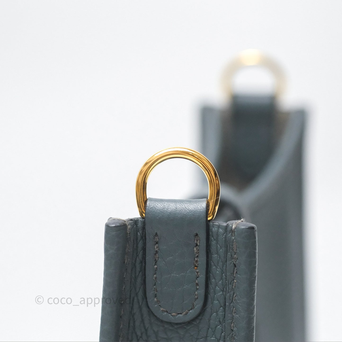 Hermès Mini Evelyne 16 Bleu Orage Y7 / Bleu Brume T0 Clemence Gold Hardware