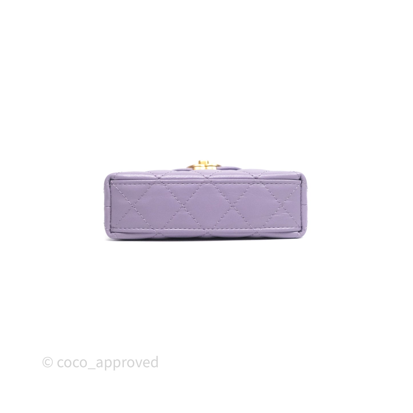Chanel Mini Nano Kelly Bag Purple Shiny Calfskin Aged Gold Hardware