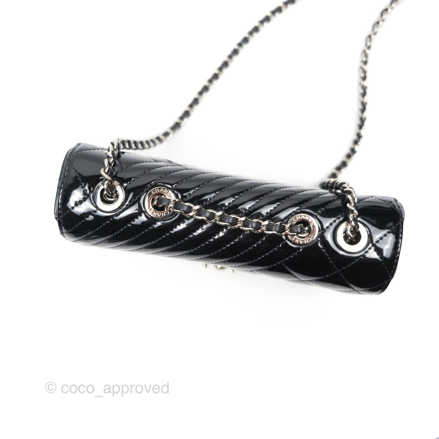 Chanel Small Flap Coco Boy Black Patent Silver Hardware