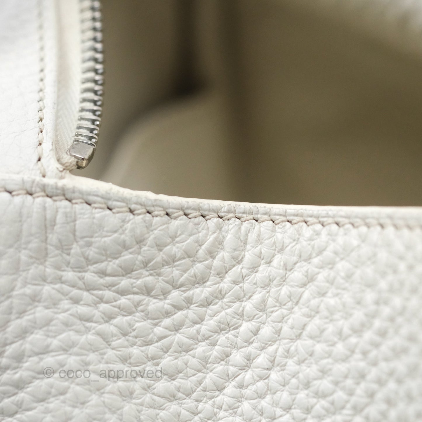 Hermès Lindy 30 White Clemence Palladium Hardware