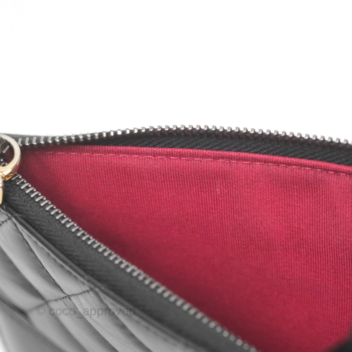 Chanel Quilted Gabrielle Zip Pouch Black Calfskin