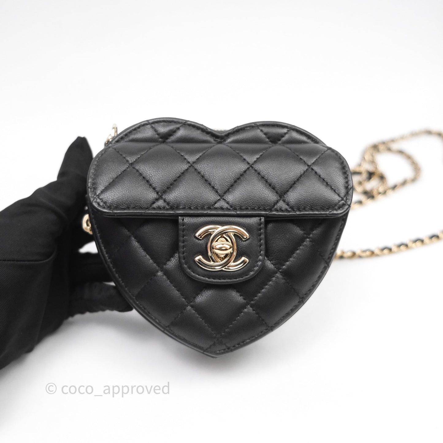 Chanel Small Heart Bag Black Lambskin Gold Hardware