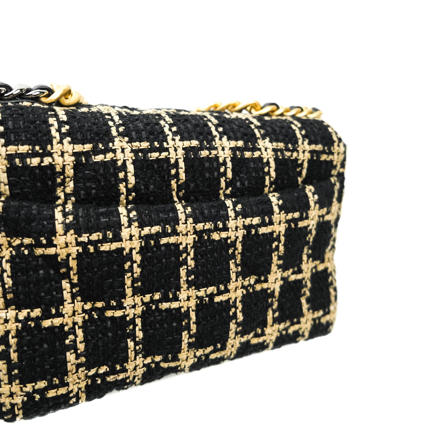 Chanel 19 Small Tweed Black and Gold Mixed Hardware
