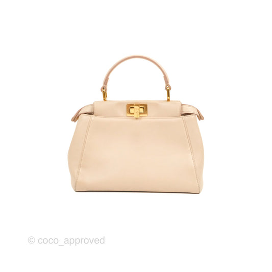 Fendi Mini Peekaboo Bag Poudre Lambskin Gold Hardware