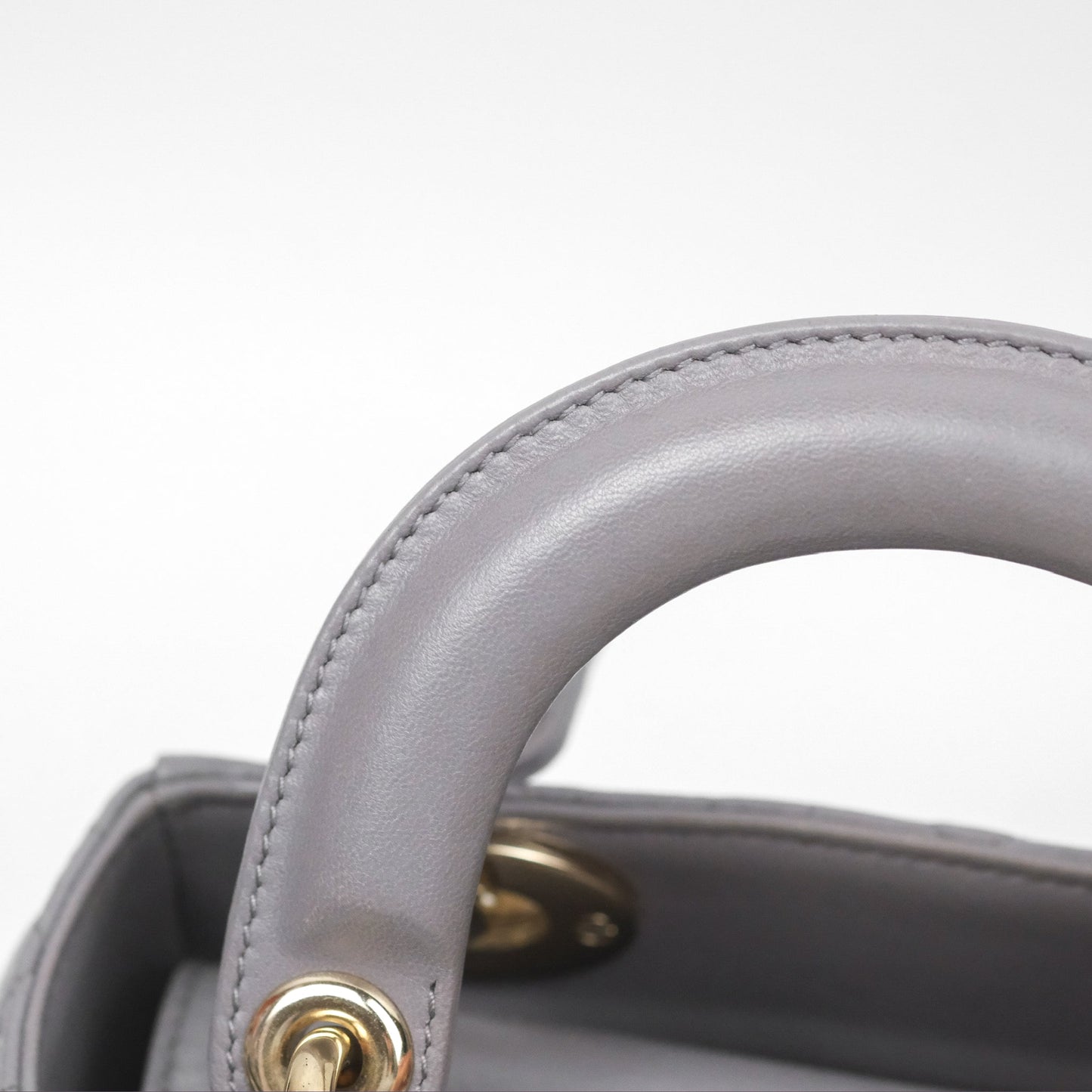 Christian Dior Mini Lady Dior Grey Lambskin Cannage Gold Hardware