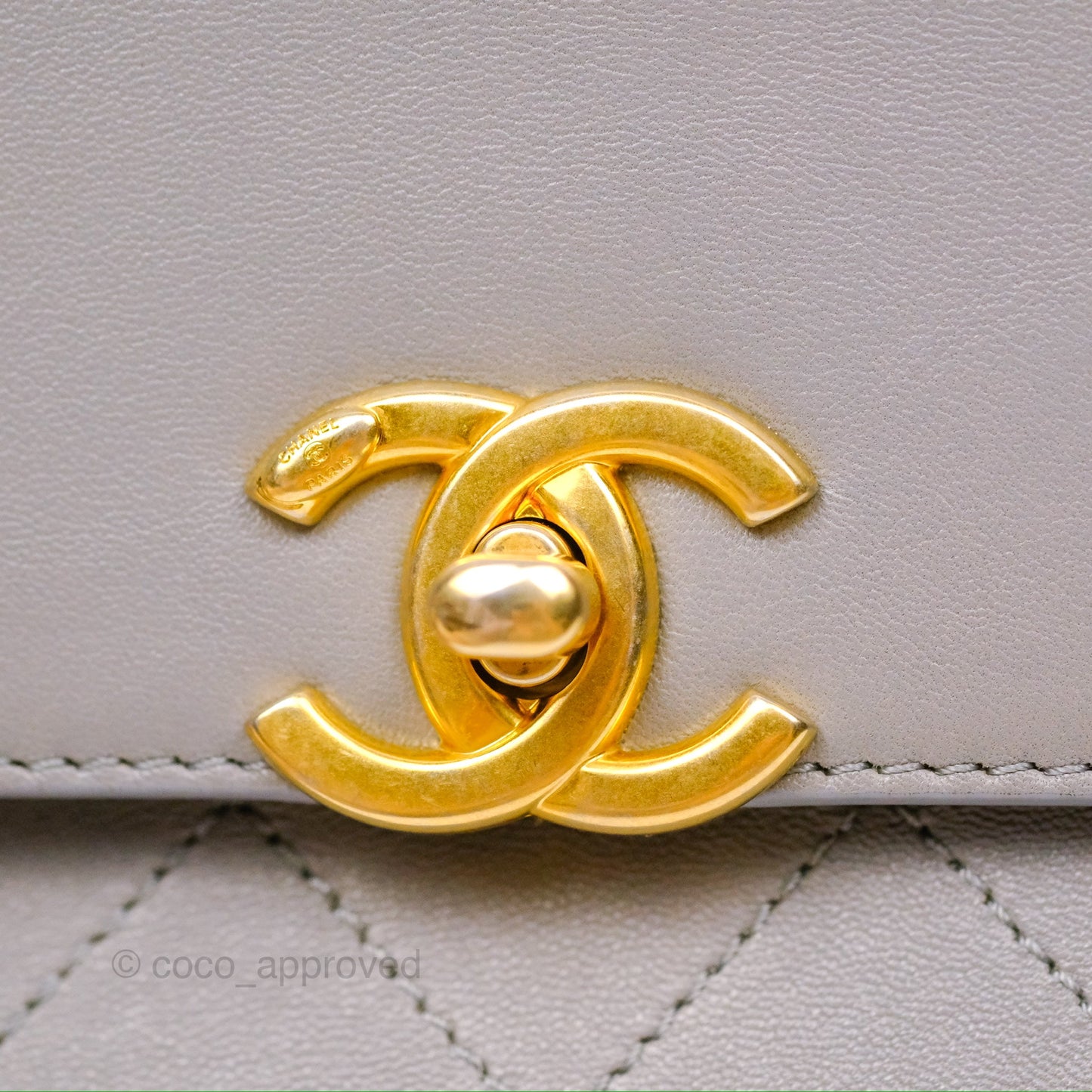 Chanel Small Quilted Coco Luxe Flap Bag Grey Calfskin Aged Gold Hardware