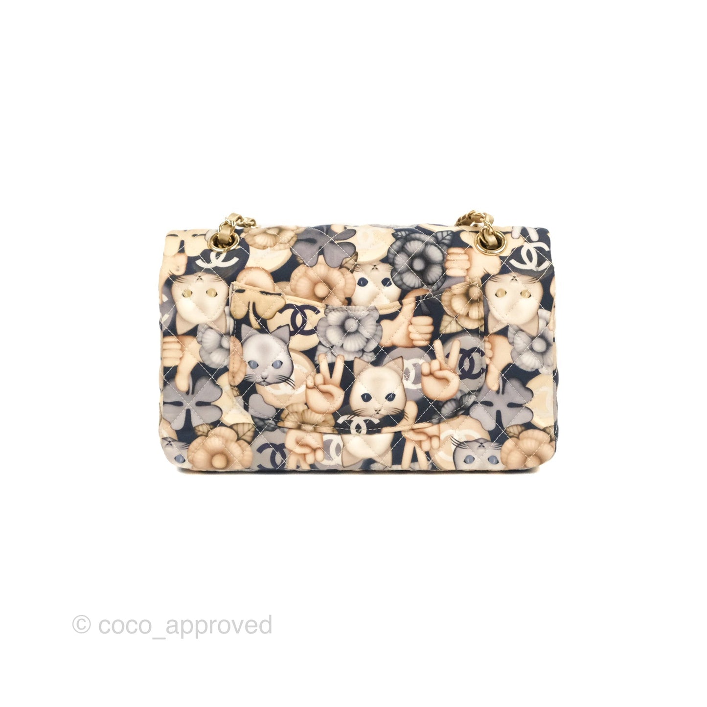 Chanel Cat Emoticon Medium Classic Double Flap Bag Metallic Gold Lambskin Gold Hardware