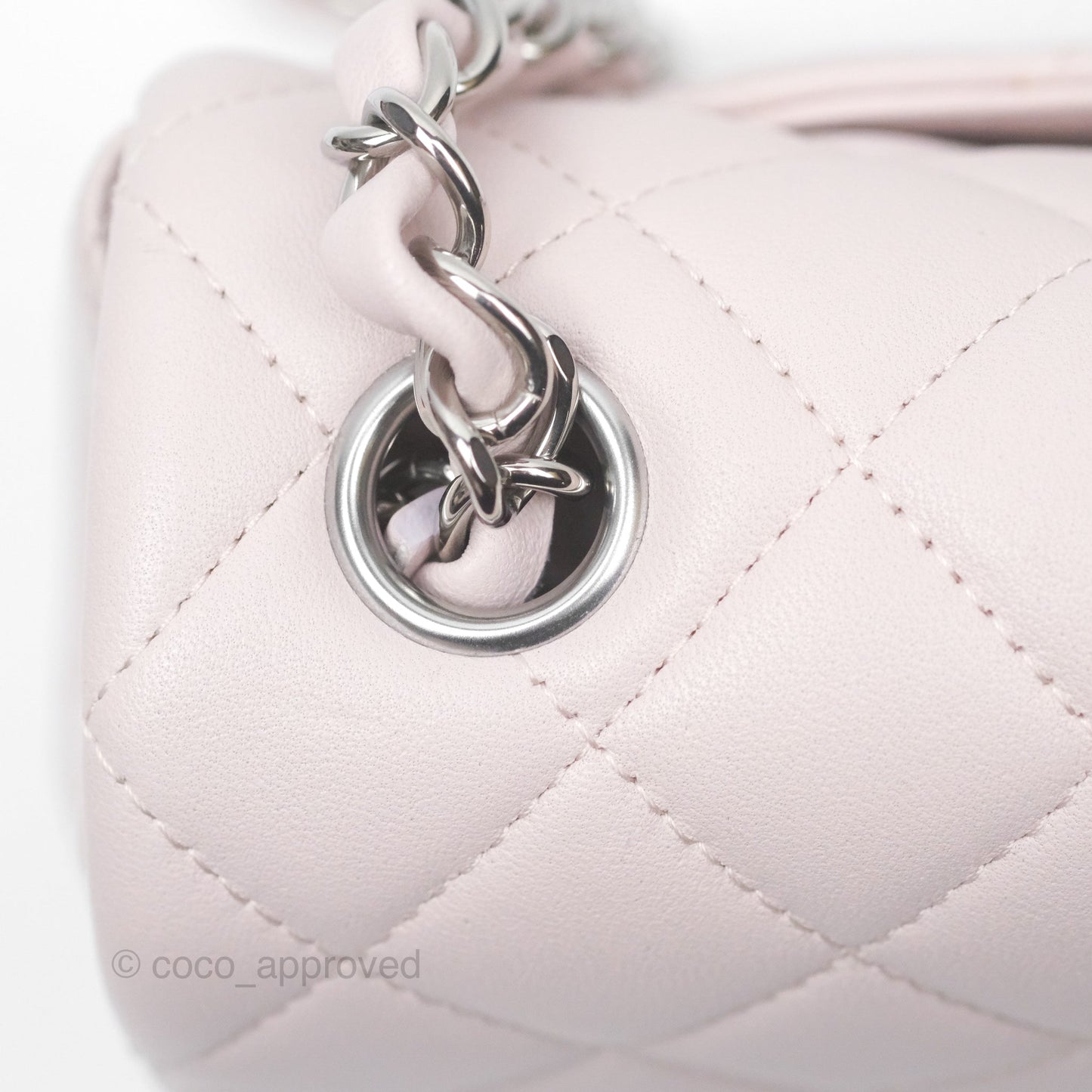 Chanel Quilted Mini Rectangular Pale Lilac Lambskin Silver Hardware