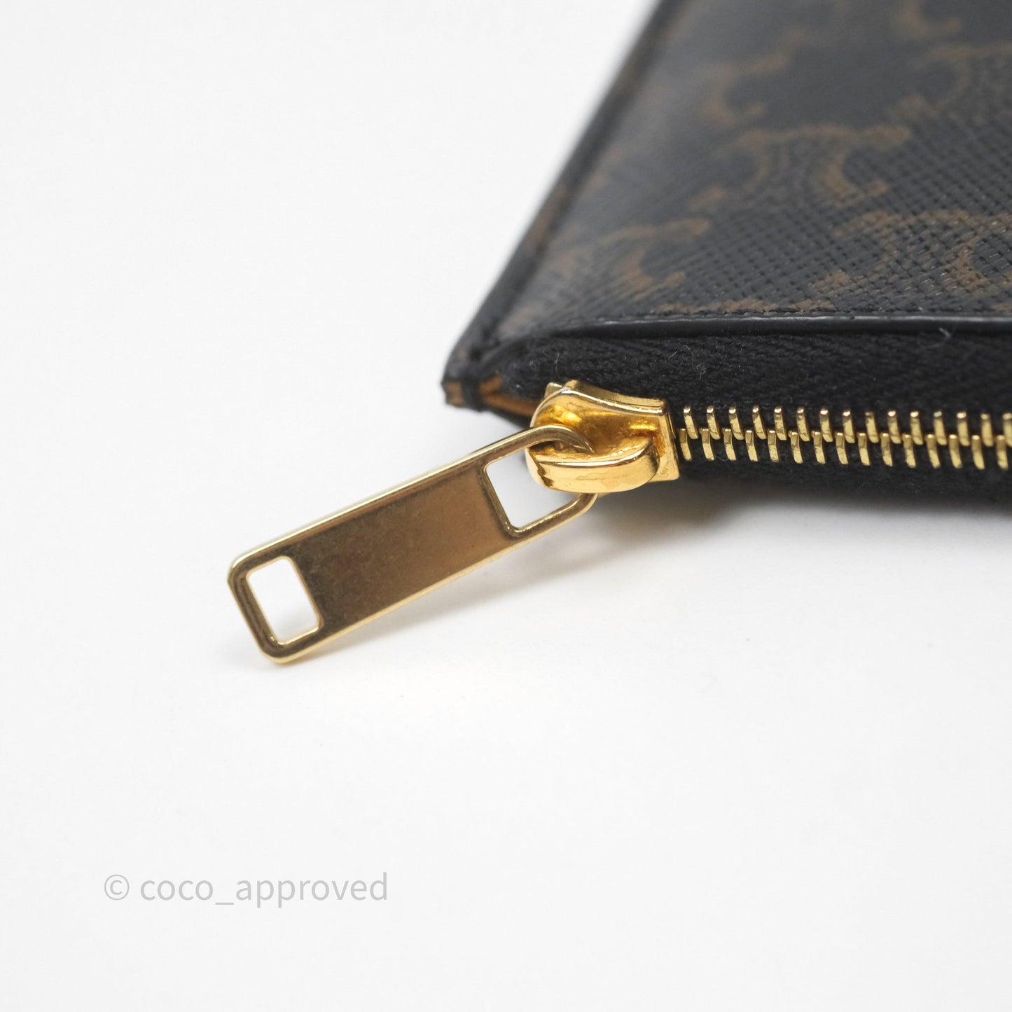 Celine Zipped Purse with Removable Card Holder in Tan Triomphe Canvas/ Lambskin