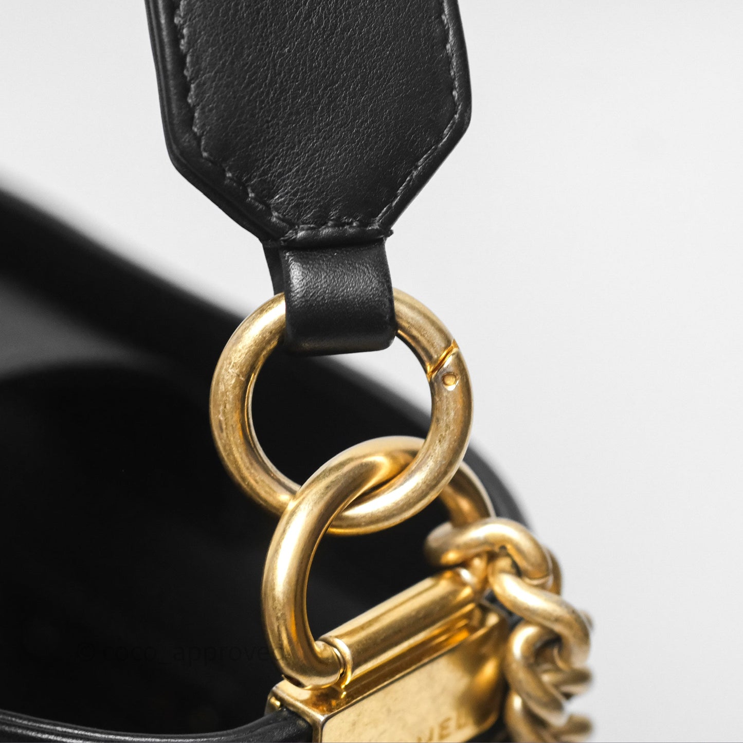 Chanel Quilted Boy Bucket Bag Black Lambskin Aged Gold Hardware