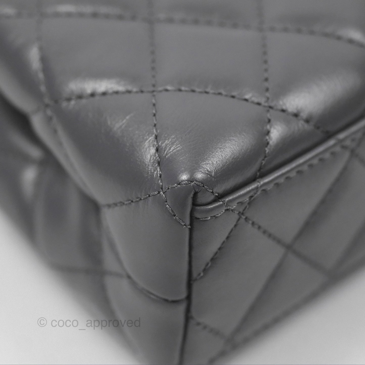 Chanel Kelly Bag Quilted Grey Shiny Calfskin Aged Gold Hardware