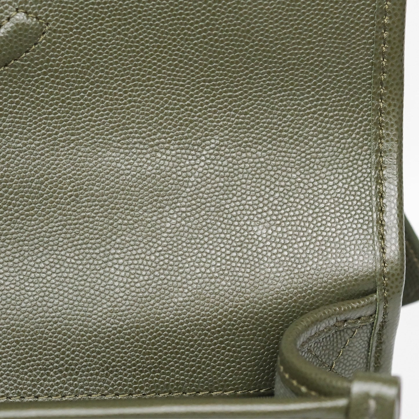 Chanel School Memory Top Handle Flap Army Green Caviar Aged Gold Hardware