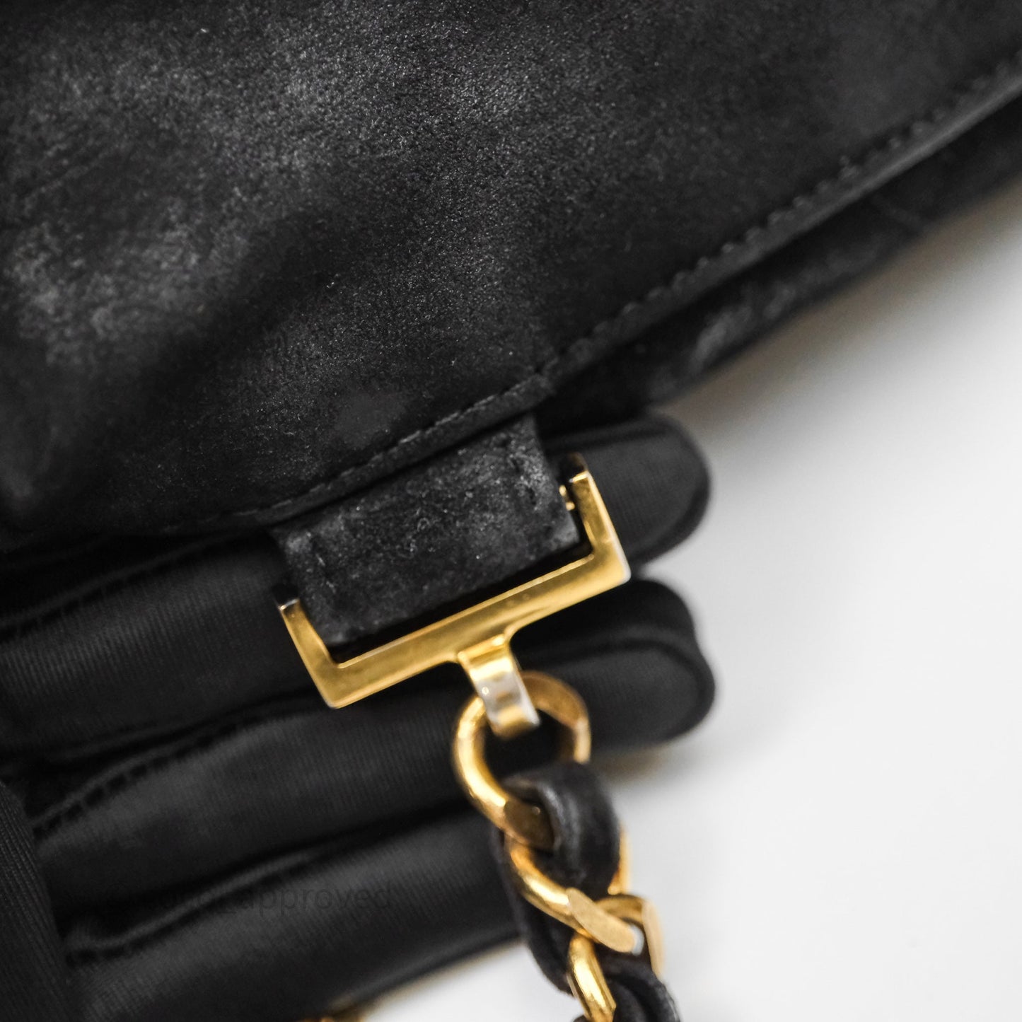 Chanel Vintage Quilted Suede CC Backpack Black Gold Hardware
