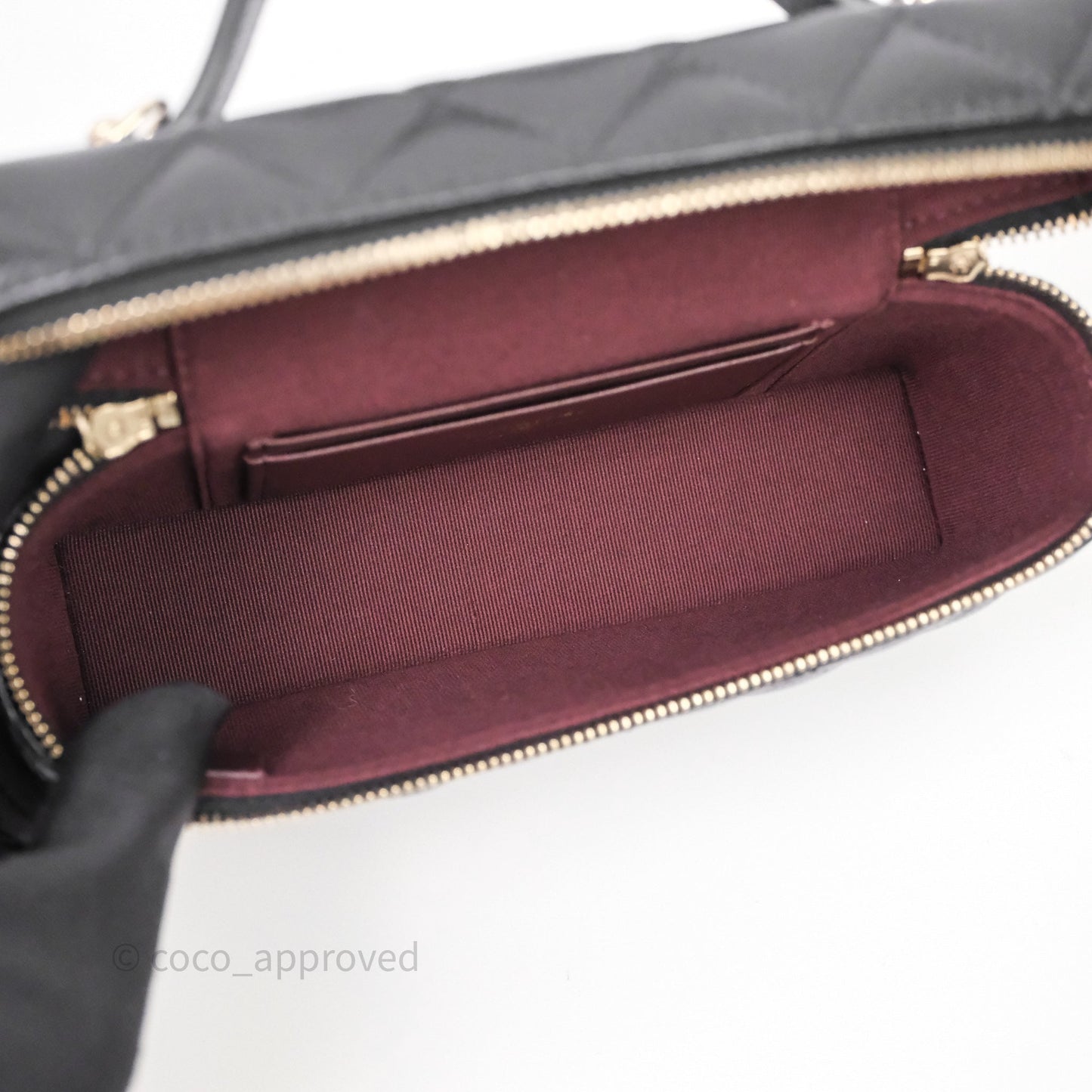 Chanel Top Handle Long Vanity with Chain Black Caviar Gold Hardware
