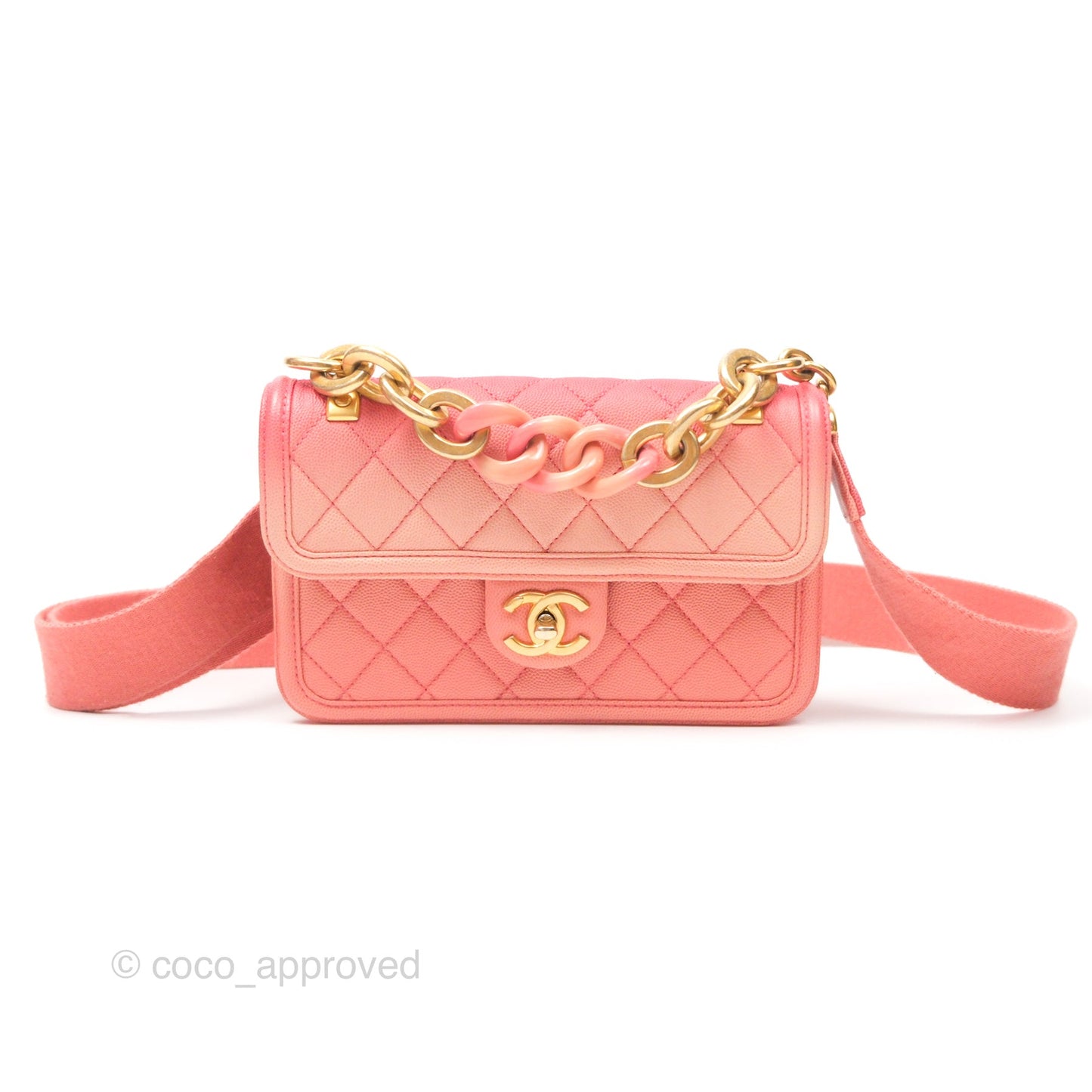 Chanel Sunset On The Sea Flap Bag Pink Caviar Aged Gold Hardware