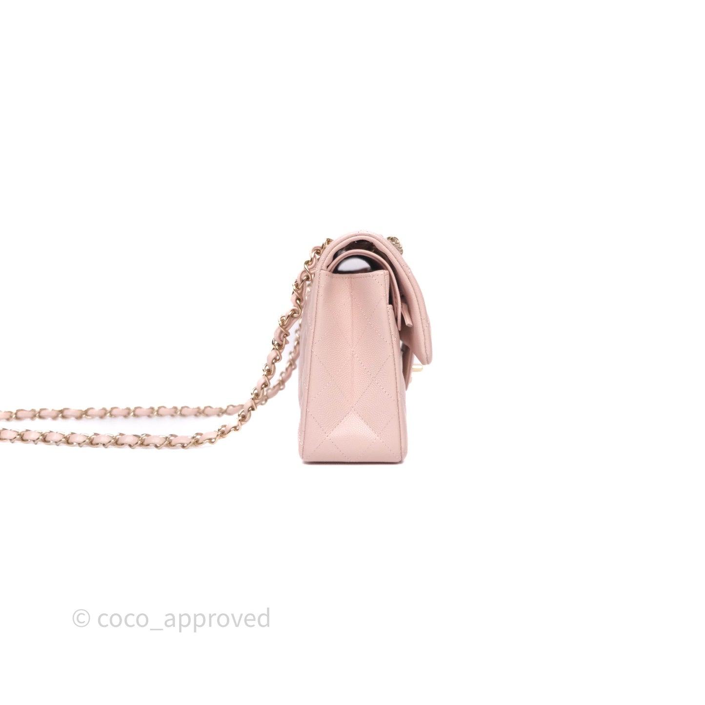 Chanel Small Classic Flap Quilted Light Pink Caviar Gold Hardware