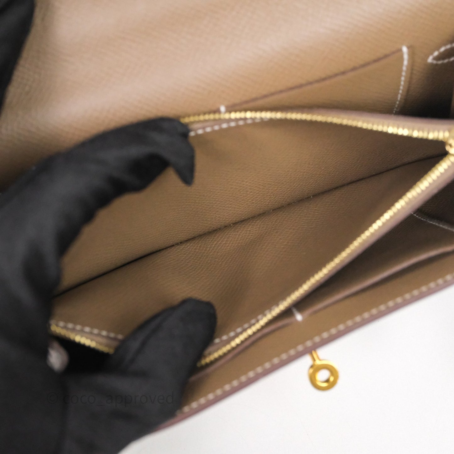 Hermès Kelly To Go Wallet Etoupe 18 Epsom Gold Hardware
