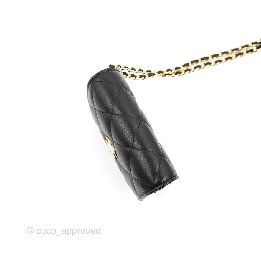 Chanel Flap Card Holder with Cuff Black Lambskin Gold Hardware