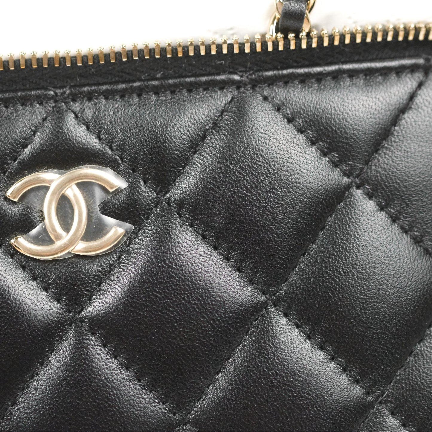 Chanel Vanity Rectangular Top Handle Black Lambskin Gold Hardware